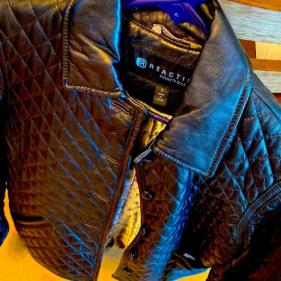Reaction Kenneth Cole Jackets & Blazers - Kenneth Cole reaction brand quilted black leather jacket with pockets. Beautiful